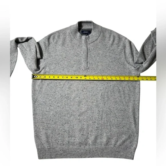 Johnnie O Essex 100% Cashmere Sweater Mens Sz XL 1/4 Zip Pullover Speckled Gray